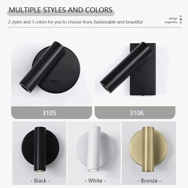 Applique murale LED moderne ajustable et pivotante pour la lecture. | Marco Lucetti