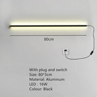 Applique Murale LED Moderne avec Interrupteur de Gradation - Idéal pour une Décoration Élégante | Marco Lucetti 80cm-Noir-Interrupteur / Lumière naturelle