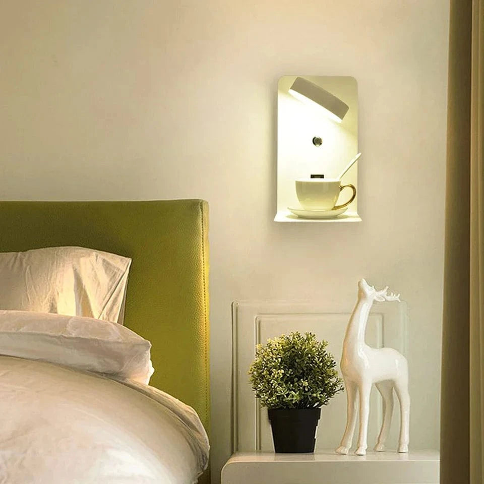 Applique murale LED moderne avec interrupteur et Port USB de chargement 9W - Noir/Blanc | Marco Lucetti