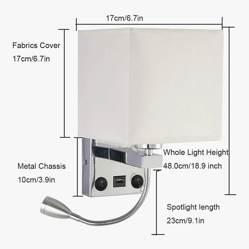 Applique murale LED moderne avec interrupteur USB - LuminoFit™ | Marco Lucetti