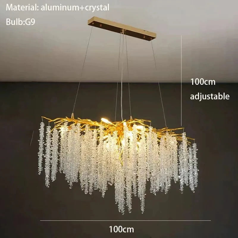 Applique murale LED moderne design Art déco en cristal - Luxe Brillant | Marco Lucetti Longue 100 cm / Lumière naturelle