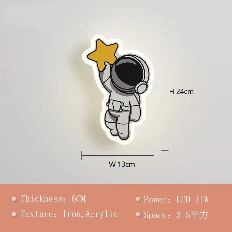 Applique murale LED moderne dessin animé pour une chambre d'enfant MagikLights | Marco Lucetti Astronaute / Trois couleurs à intensité variable