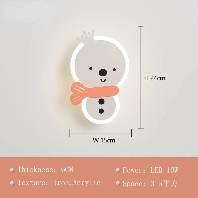 Applique murale LED moderne dessin animé pour une chambre d'enfant MagikLights | Marco Lucetti Petit bonhomme de neige / Trois couleurs à intensité variable