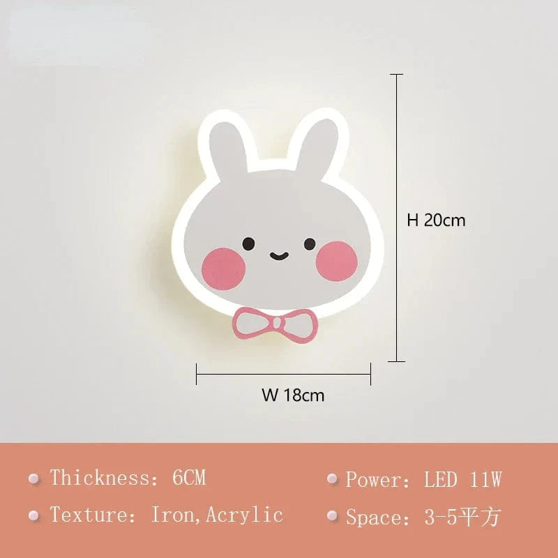 Applique murale LED moderne dessin animé pour une chambre d'enfant MagikLights | Marco Lucetti Petit lapin / Trois couleurs à intensité variable