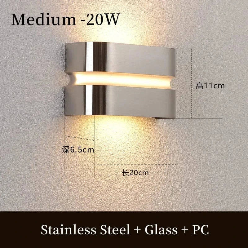 Applique murale LED moderne en acier inoxydable étanche pour extérieur - Luminix™ | Marco Lucetti L-20W