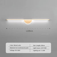 Applique murale LED moderne en Bois de Noyer Premium | Marco Lucetti A-Couleur bois-100cm / Nartuel Blanc