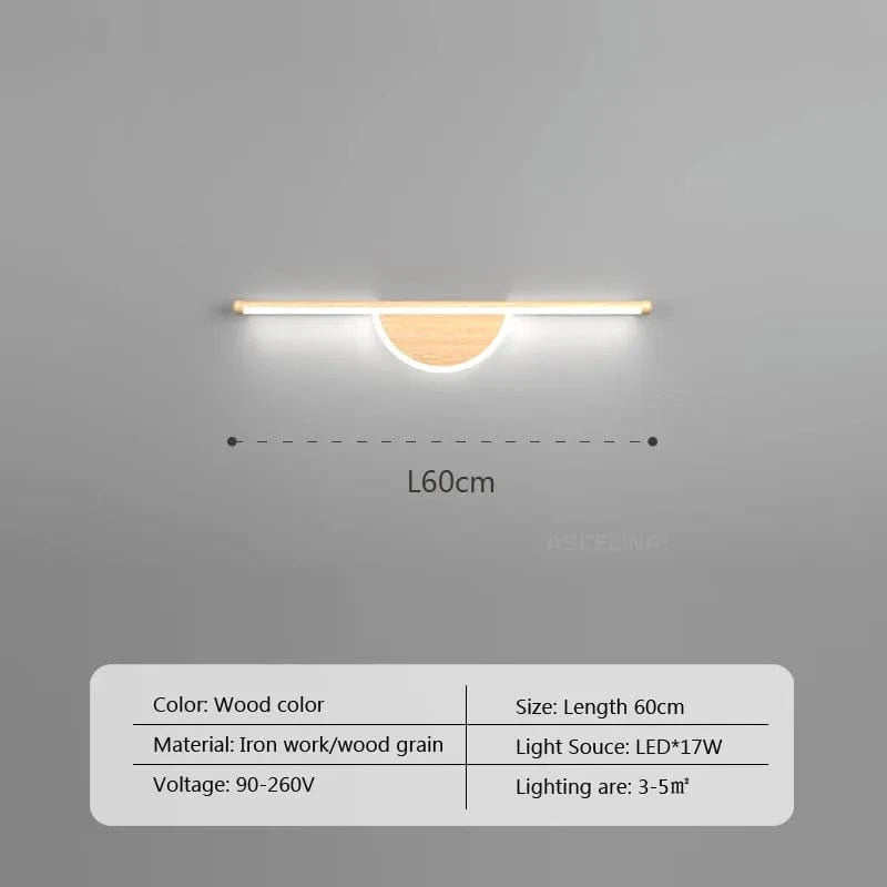 Applique murale LED moderne en Bois de Noyer Premium | Marco Lucetti A-Couleur bois-60cm / Blanc froid