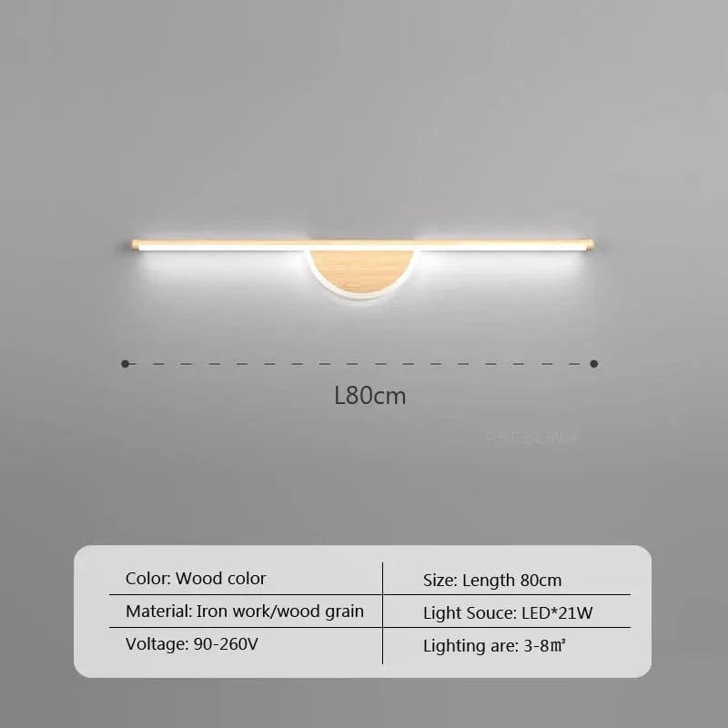 Applique murale LED moderne en Bois de Noyer Premium | Marco Lucetti A-Couleur bois-80cm / Nartuel Blanc