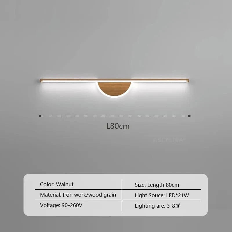 Applique murale LED moderne en Bois de Noyer Premium | Marco Lucetti A-Noyer-80cm / Blanc froid