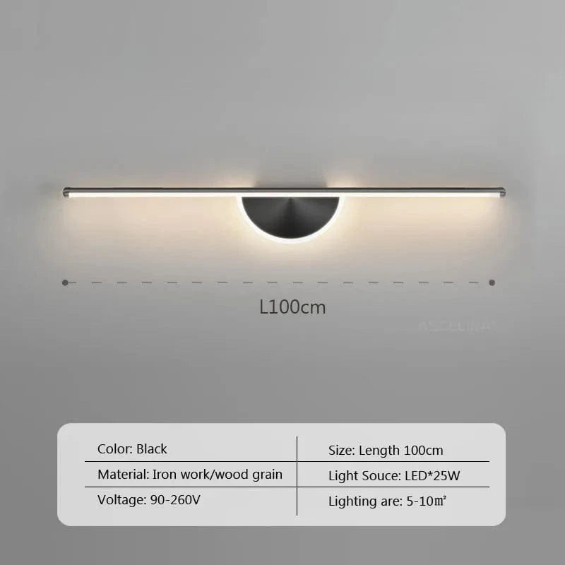 Applique murale LED moderne en Bois de Noyer Premium | Marco Lucetti B-Noir-100cm / Blanc froid