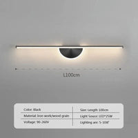 Applique murale LED moderne en Bois de Noyer Premium | Marco Lucetti B-Noir-100cm / Blanc froid