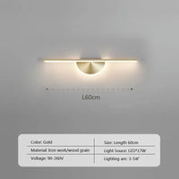 Applique murale LED moderne en Bois de Noyer Premium | Marco Lucetti B-Or-60cm / Blanc chaud