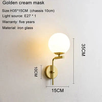 Applique murale LED moderne en boule de verre pour une décoration intérieure tendance | Marco Lucetti Or de type A / CHINE / E27 blanc chaud | 5W