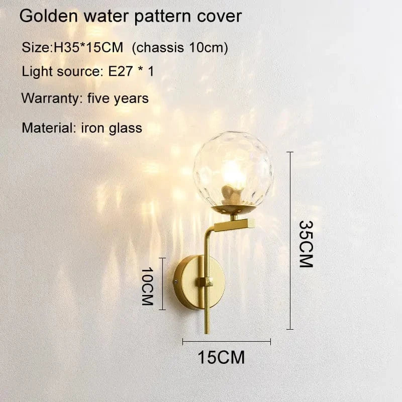 Applique murale LED moderne en boule de verre pour une décoration intérieure tendance | Marco Lucetti Or de type B / CHINE / E27 blanc chaud | 5W
