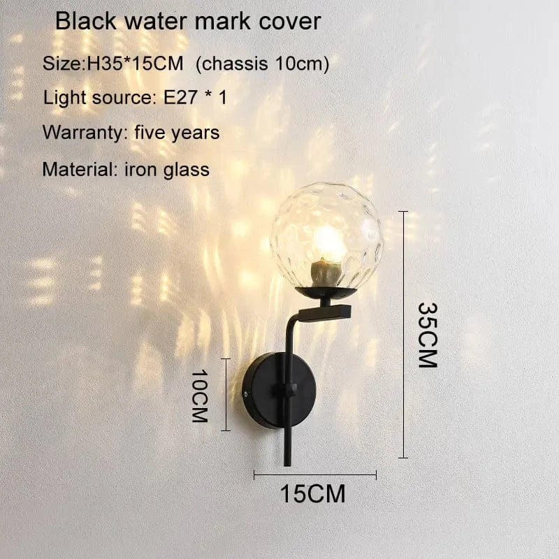 Applique murale LED moderne en boule de verre pour une décoration intérieure tendance | Marco Lucetti Type B noir / CHINE / E27 blanc chaud | 5W