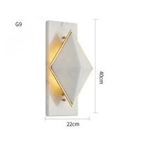 Applique murale LED moderne en marbre pour hôtel et café, style Internet. | Marco Lucetti A h40 en cuivre / Lumière naturelle