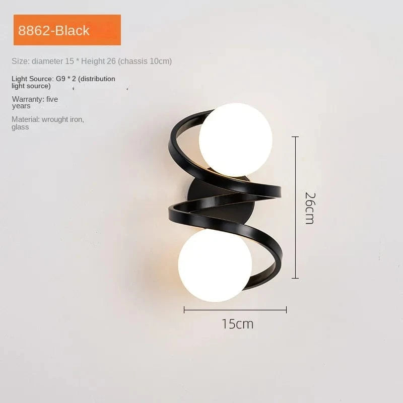 Applique murale LED moderne en verre pour un intérieur loft. | Marco Lucetti Noir 2 têtes