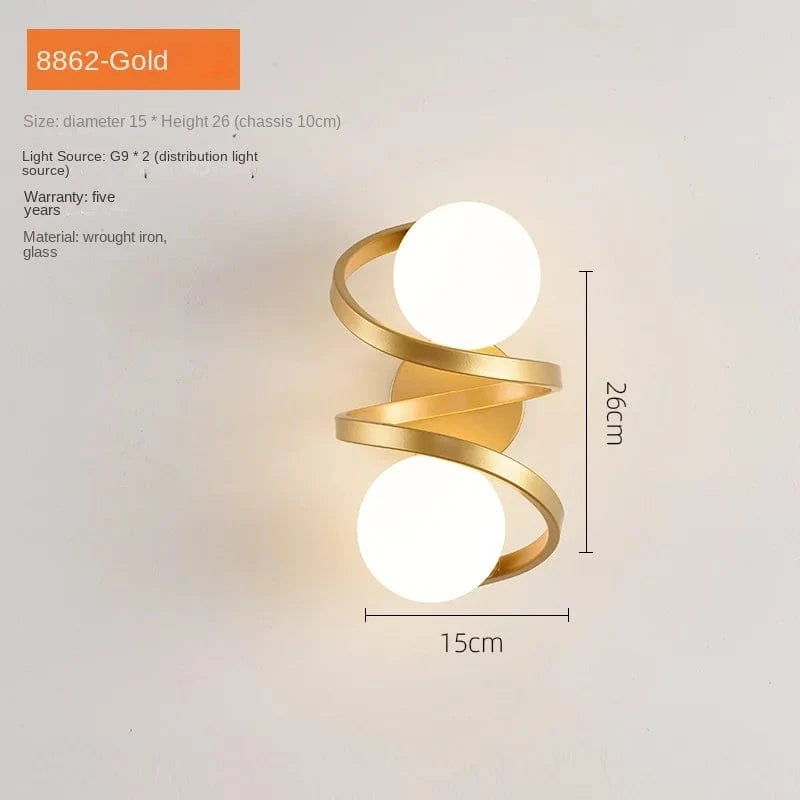 Applique murale LED moderne en verre pour un intérieur loft. | Marco Lucetti Or 2 têtes