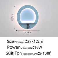 Applique Murale LED Moderne Étagère Nordique à Économie d'Énergie | Marco Lucetti Bleu rond 16W / Blanc froid (5 500-7 000 K).