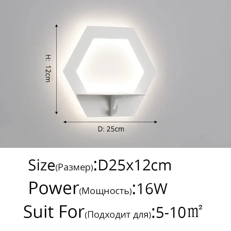 Applique Murale LED Moderne Étagère Nordique à Économie d'Énergie | Marco Lucetti Pentagone blanc 16W / Blanc froid (5 500-7 000 K).
