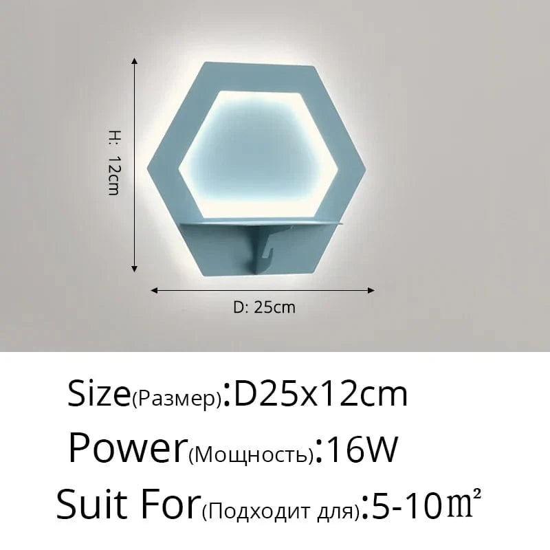 Applique Murale LED Moderne Étagère Nordique à Économie d'Énergie | Marco Lucetti Pentagone Bleu 16W / Blanc chaud (2700-3500K)