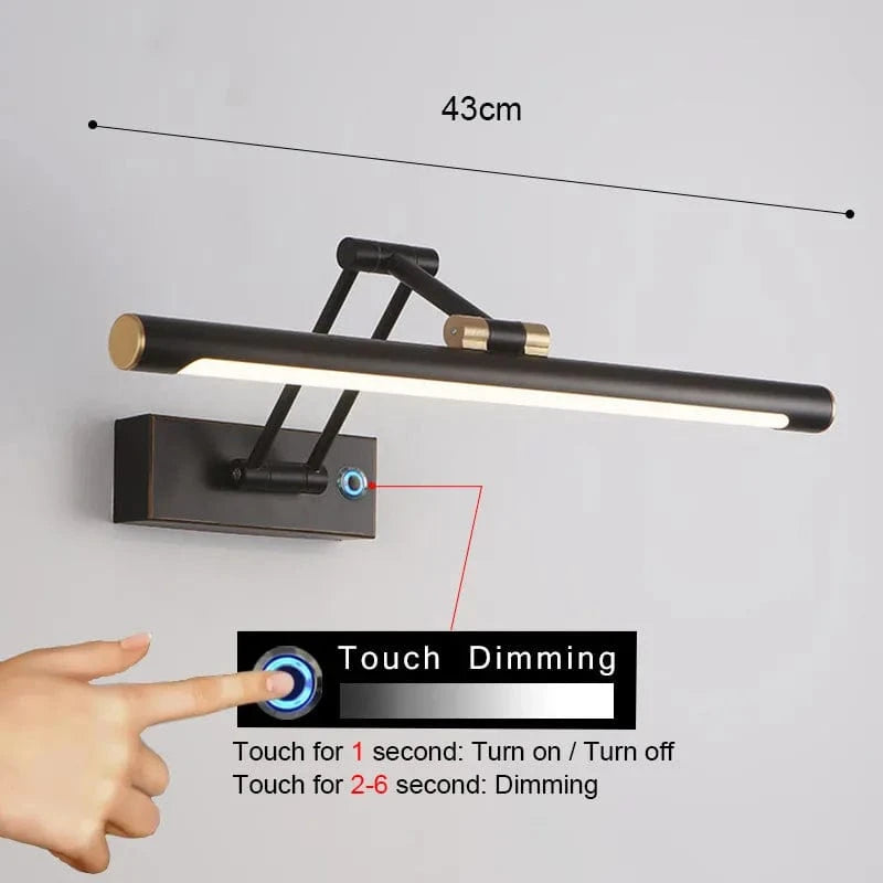 Applique Murale LED Moderne Miroir Intérieure | Marco Lucetti Noir 43 cm Gradation / Blanc chaud (2700-3500K)