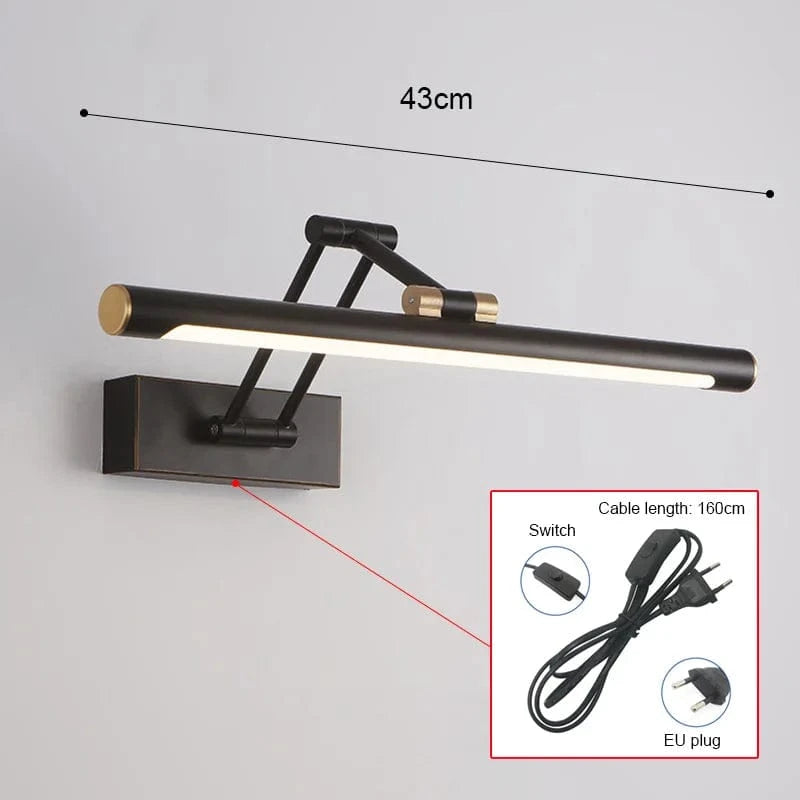 Applique Murale LED Moderne Miroir Intérieure | Marco Lucetti Prise UE noire 43 cm / Blanc chaud (2700-3500K)