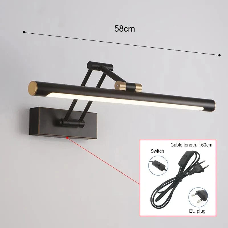 Applique Murale LED Moderne Miroir Intérieure | Marco Lucetti Prise UE noire 58 cm / Blanc chaud (2700-3500K)