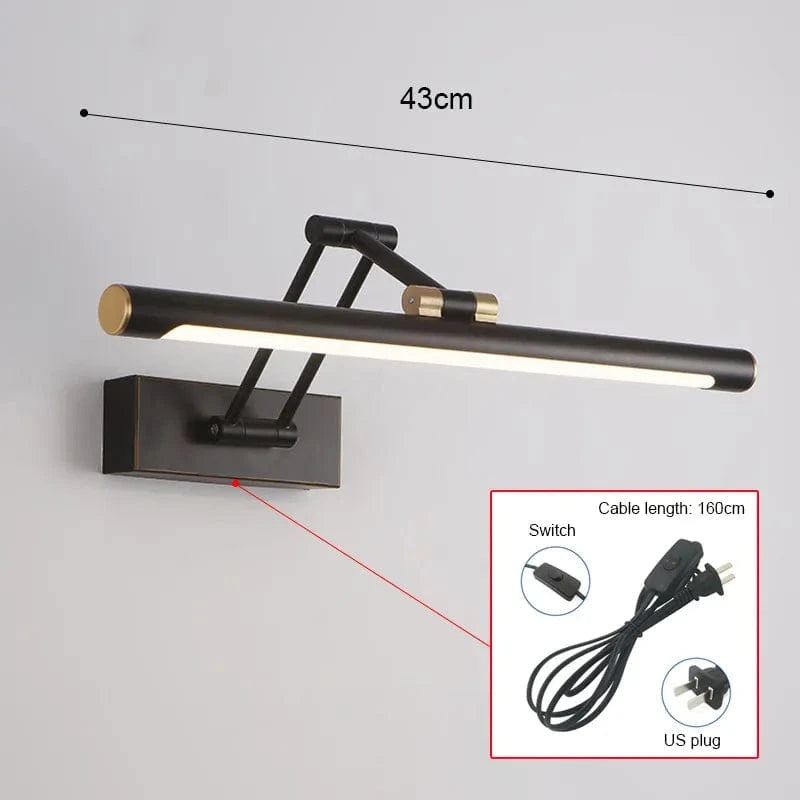Applique Murale LED Moderne Miroir Intérieure | Marco Lucetti Prise US noire 43 cm / Blanc chaud (2700-3500K)