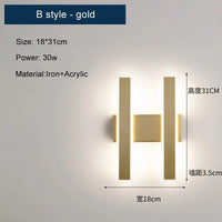 Applique murale LED moderne nordique pour une décoration intérieure tendance | Marco Lucetti Or de style B / CHINE / Lumière trichromatique | 15-32W
