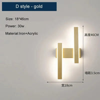 Applique murale LED moderne nordique pour une décoration intérieure tendance | Marco Lucetti Or style D / CHINE / Lumière trichromatique | 15-32W