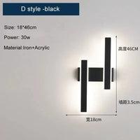 Applique murale LED moderne nordique pour une décoration intérieure tendance | Marco Lucetti Style D noir / CHINE / Lumière trichromatique | 15-32W