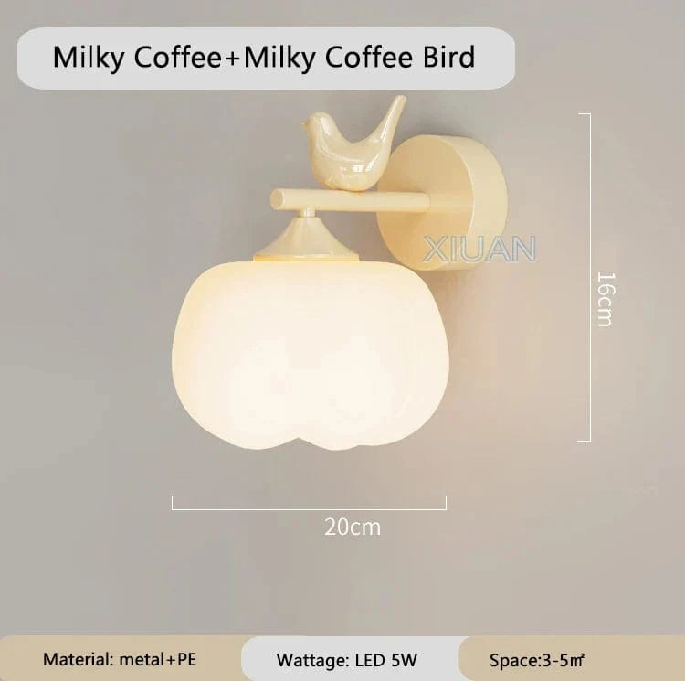 Applique murale LED moderne "Oiseau Lumière" avec abat-jour en PE | Marco Lucetti Café au lait / Gradation RC