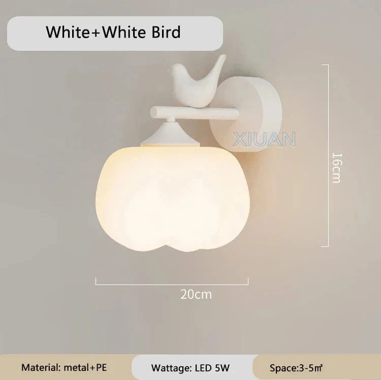 Applique murale LED moderne "Oiseau Lumière" avec abat-jour en PE | Marco Lucetti Oiseau blanc blanc / Gradation RC