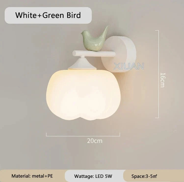 Applique murale LED moderne "Oiseau Lumière" avec abat-jour en PE | Marco Lucetti Oiseau vert blanc / Gradation RC