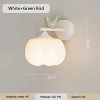 Applique murale LED moderne "Oiseau Lumière" avec abat-jour en PE | Marco Lucetti Oiseau vert blanc / Gradation RC