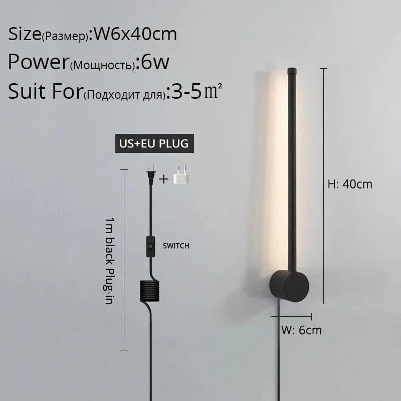 Applique murale LED moderne pour salon, chambre et cuisine | Marco Lucetti A Noir 40cm / Blanc chaud Pas de télécommande