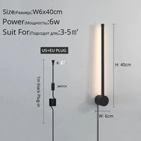 Applique murale LED moderne pour salon, chambre et cuisine | Marco Lucetti A Noir 40cm / Blanc chaud Pas de télécommande