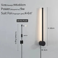 Applique murale LED moderne pour salon, chambre et cuisine | Marco Lucetti A Noir 60cm / Blanc chaud Pas de télécommande