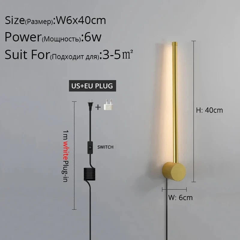 Applique murale LED moderne pour salon, chambre et cuisine | Marco Lucetti A Or 40cm / Blanc chaud Pas de télécommande