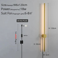 Applique murale LED moderne pour salon, chambre et cuisine | Marco Lucetti B Or 120cm / Blanc chaud Pas de télécommande