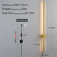 Applique murale LED moderne pour salon, chambre et cuisine | Marco Lucetti B Or 150cm / Blanc chaud Pas de télécommande