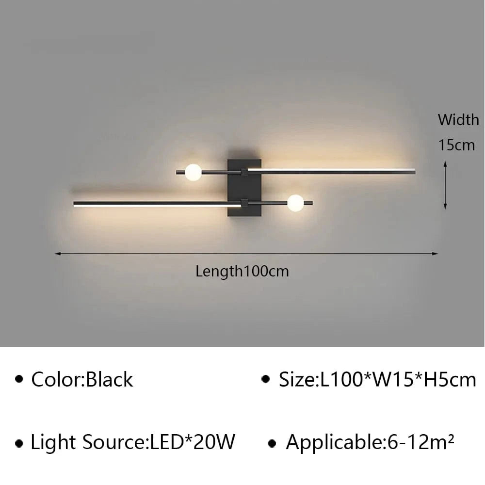 Applique Murale LED Moderne pour Salon et Chambre - Luminaire Design Grid TV Wall Lamp - Décoration Intérieure Chic | Marco Lucetti Noir C D100cm / Blanc chaud (pas de RC)