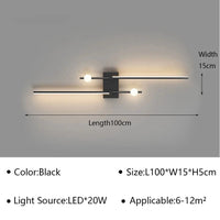 Applique Murale LED Moderne pour Salon et Chambre - Luminaire Design Grid TV Wall Lamp - Décoration Intérieure Chic | Marco Lucetti Noir C D100cm / Blanc chaud (pas de RC)