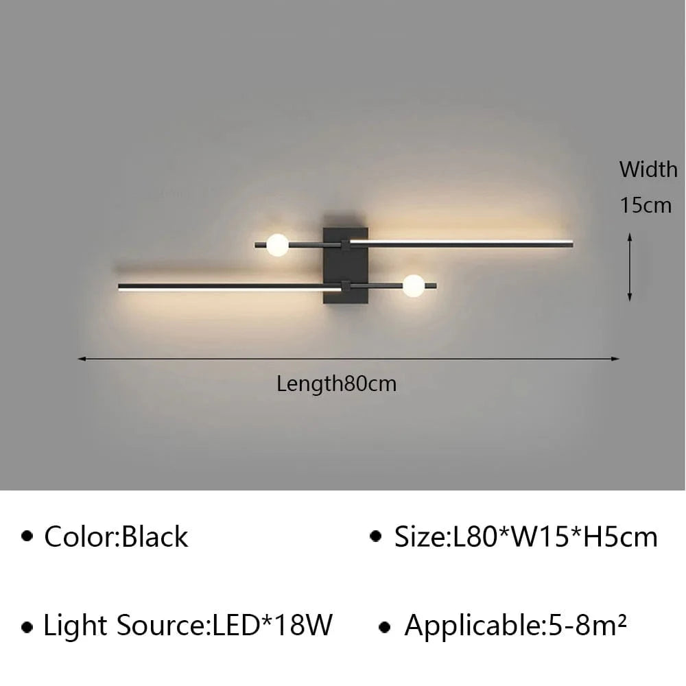 Applique Murale LED Moderne pour Salon et Chambre - Luminaire Design Grid TV Wall Lamp - Décoration Intérieure Chic | Marco Lucetti Noir C D80cm / Blanc chaud (pas de RC)