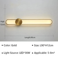 Applique murale LED moderne pour une décoration tendance de la maison. | Marco Lucetti Or 90CM / Lumière tricolore