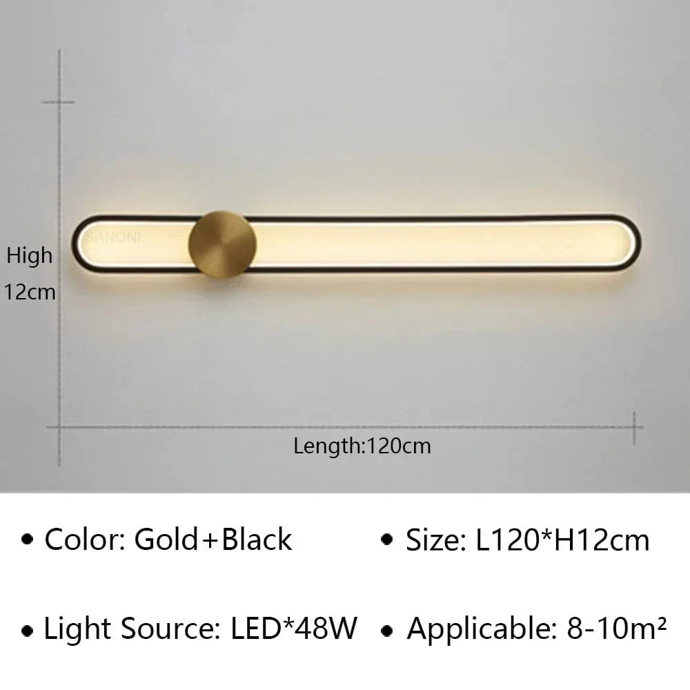 Applique murale LED moderne pour une décoration tendance de la maison. | Marco Lucetti Or Noir 120CM / Lumière tricolore