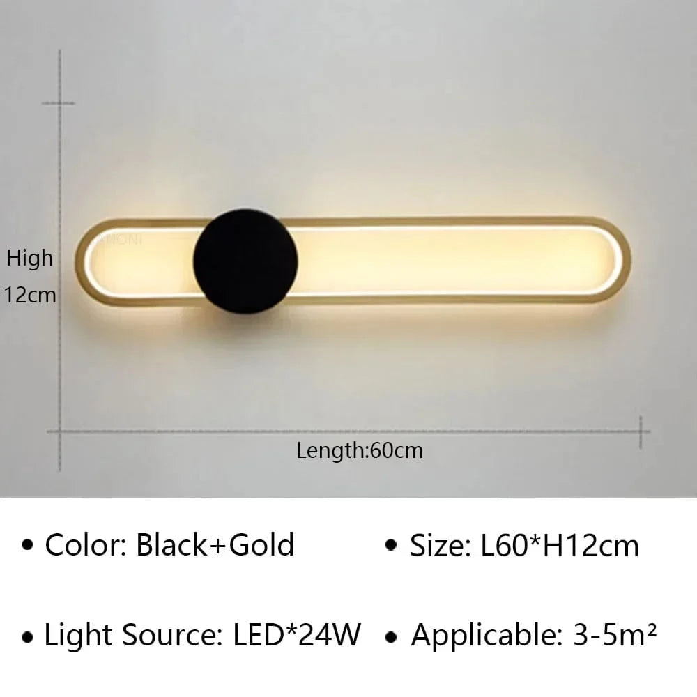 Applique murale LED moderne pour une décoration tendance de la maison. | Marco Lucetti Or noir 60CM / Blanc chaud