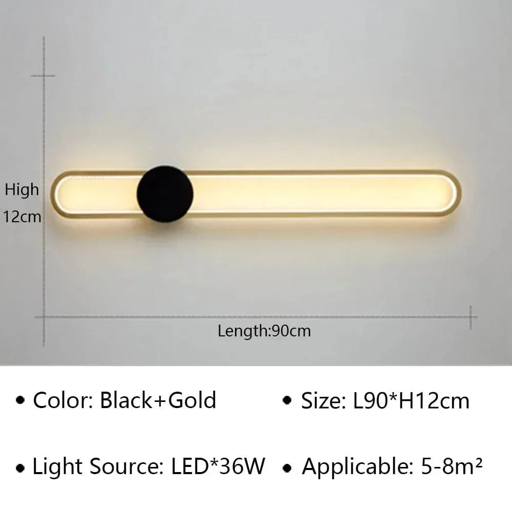 Applique murale LED moderne pour une décoration tendance de la maison. | Marco Lucetti Or noir 90CM / Blanc chaud