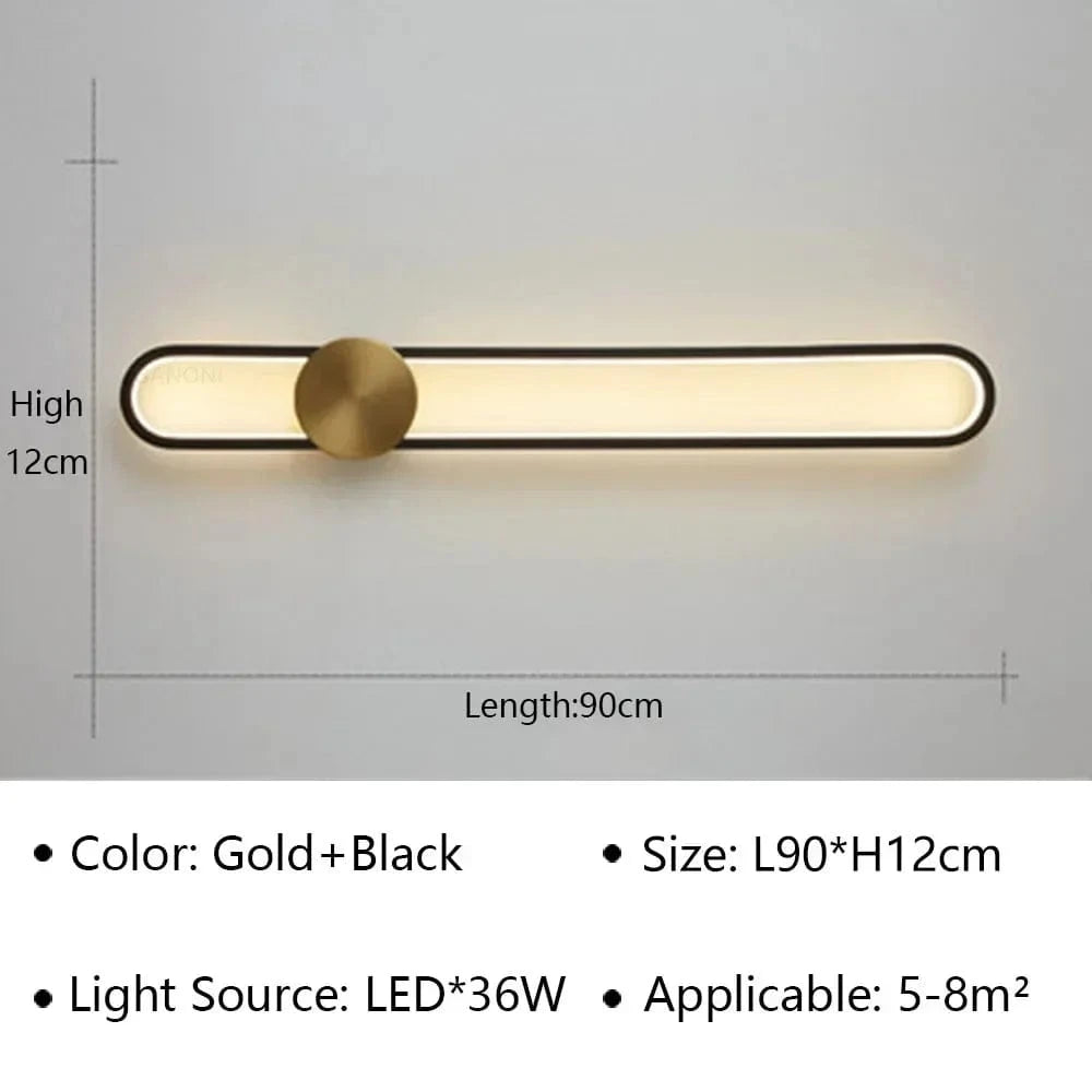 Applique murale LED moderne pour une décoration tendance de la maison. | Marco Lucetti Or Noir 90CM / Lumière tricolore